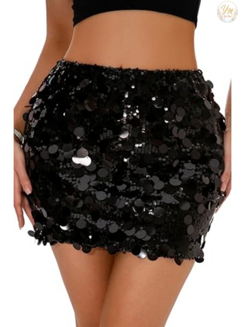 Sequin Mini Skort with Built-in Shorts Sparkly Party Skirt Low Rise